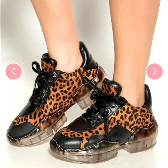 New Glam Leopard Print Sneakers - Picture 2 of 7